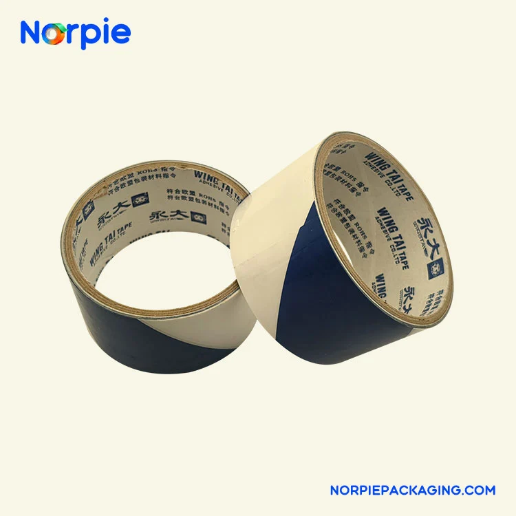 Băng cảnh báo màu xanh và trắng